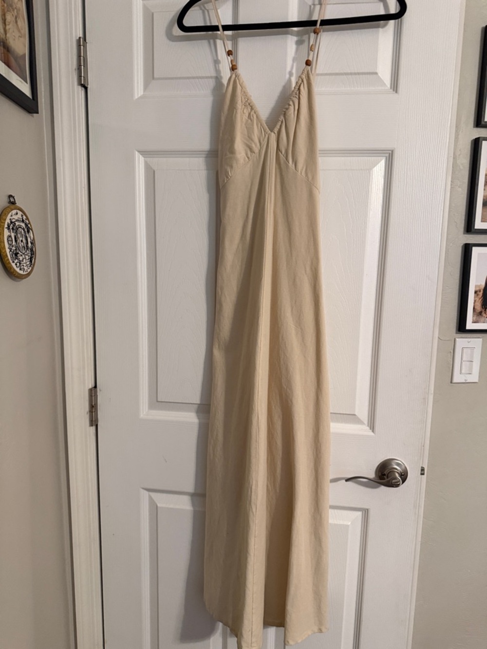 Japna Cream Maxi Slip Dress with Spaghetti Straps